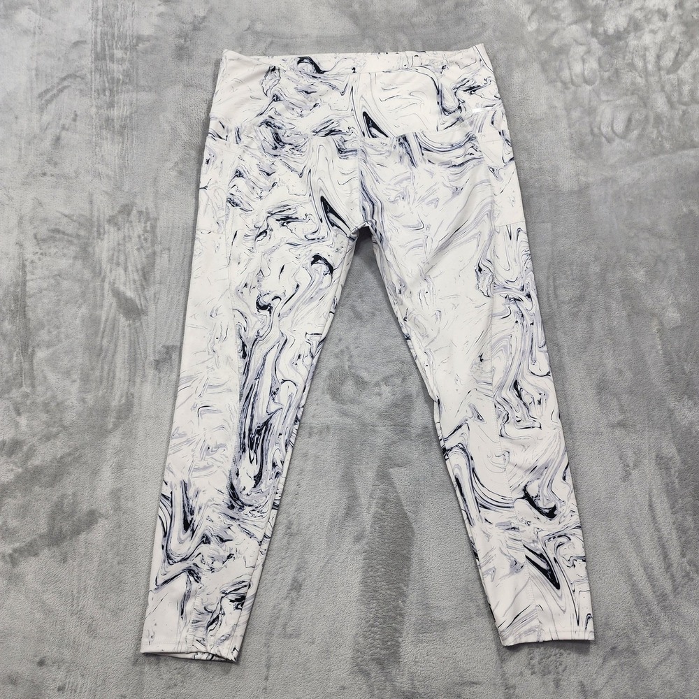 JGX Leggings Womens 2X White Tie Dye Ankle Yoga Gym Workout Stretch Comfort